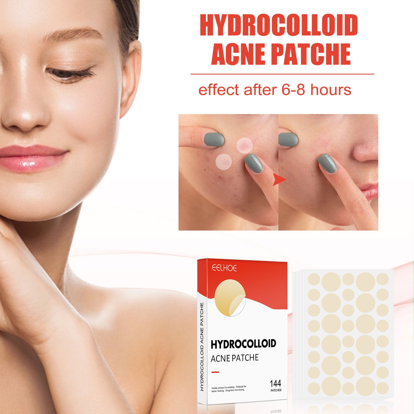 Eelhoe Hydrocolloid Acne Patch Invisible Makeup Closed